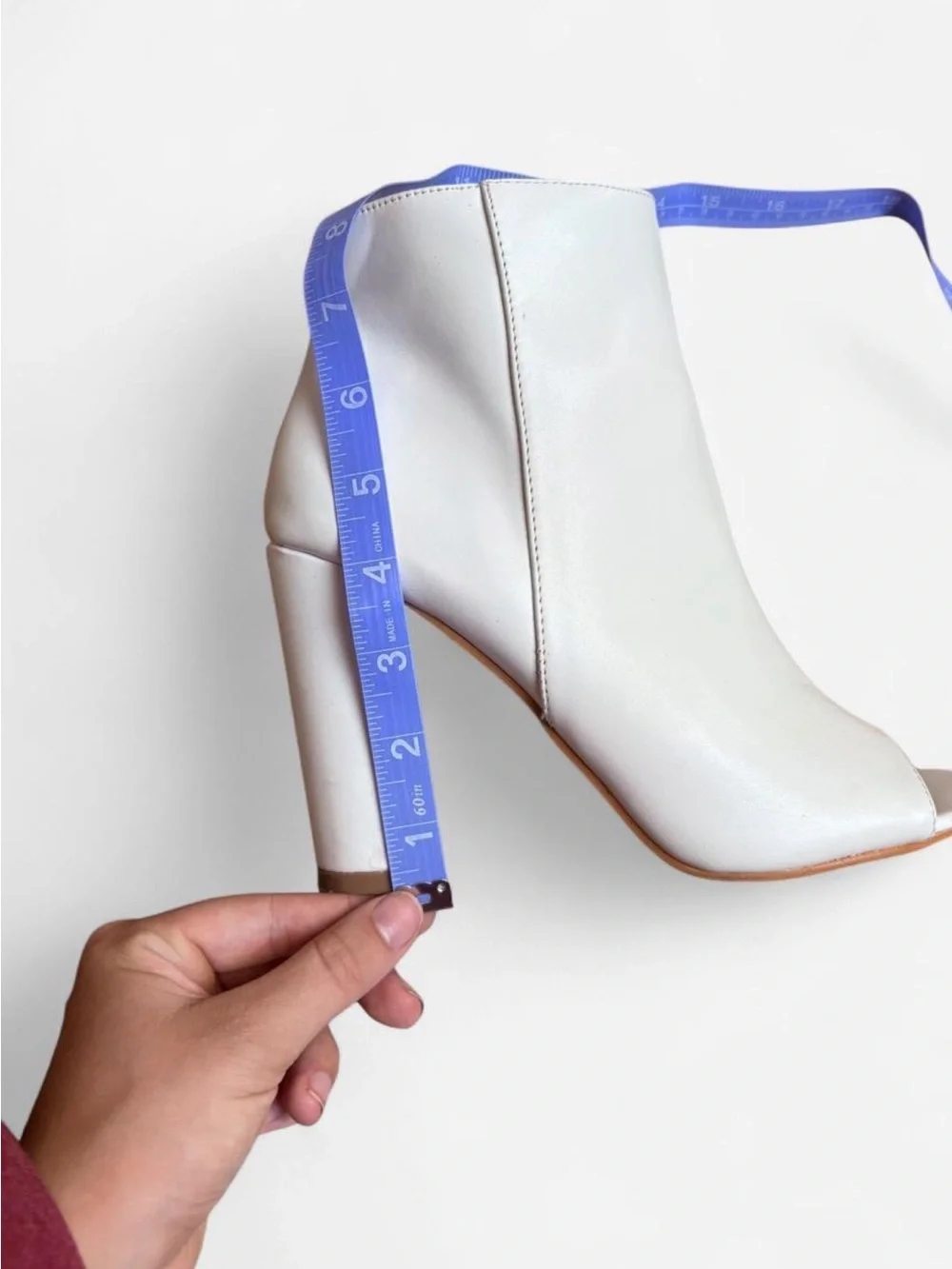 Windsor White Peep-Toe Block Heel Ankle Booties